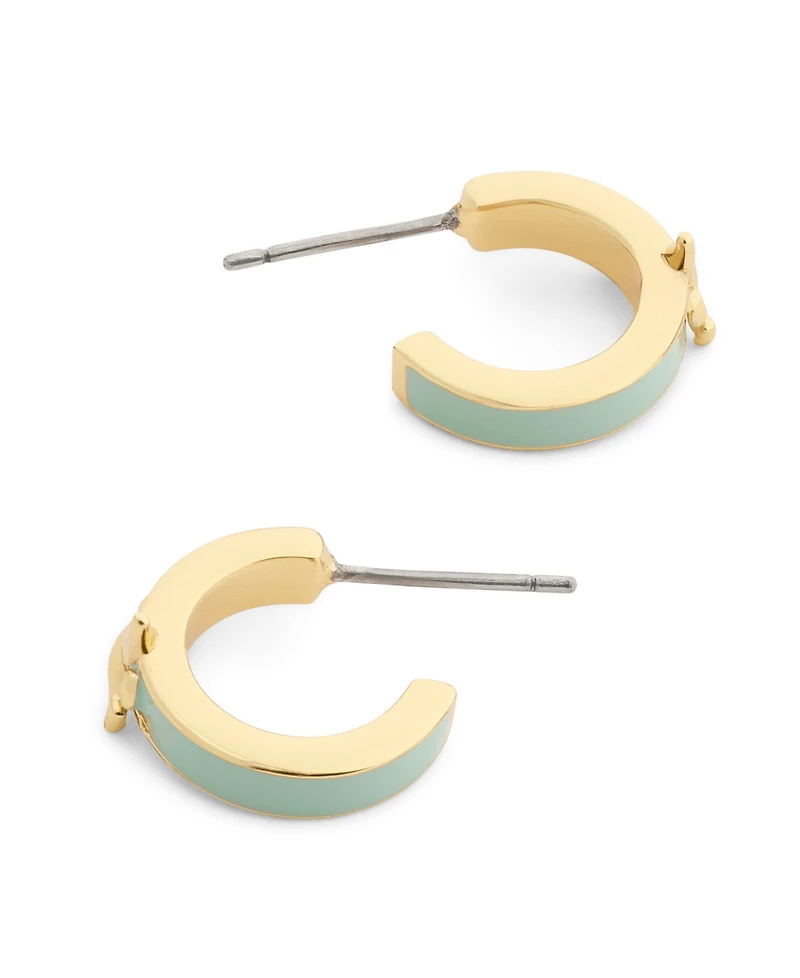 Coach Light Green Signature Rexy Enamel Huggie Earrings