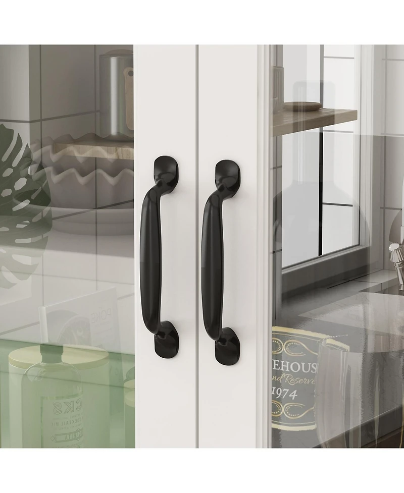 Homsee White Wooden Storage Cabinet Sideboard with 4 Drawers and 3-Tier of Shelf