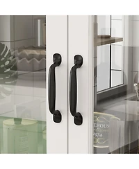 Homsee White Wooden Storage Cabinet Sideboard with 4 Drawers and 3-Tier of Shelf