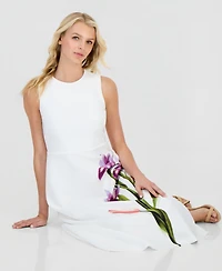 Anne Klein Petite Crew Neck Printed Midi Dress