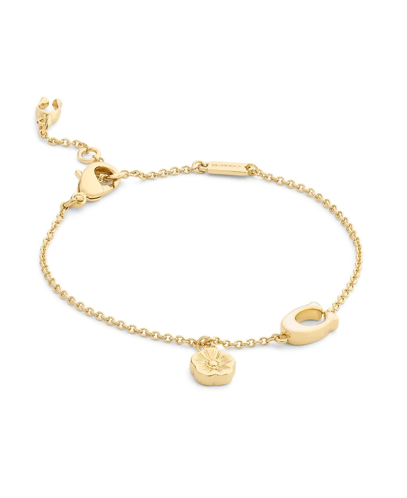 Coach Faux Stone Signature C Tea Rose Strand Bracelet