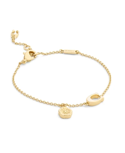 Coach Faux Stone Signature C Tea Rose Strand Bracelet