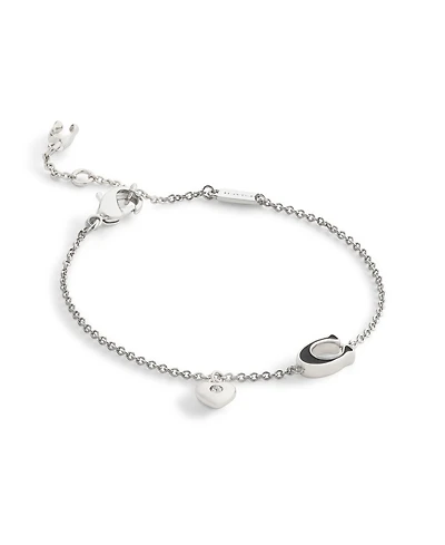 Coach Faux Stone Signature C Heart Strand Bracelet