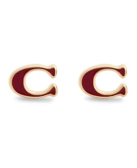 Coach Black Signature C Enamel Stud Earrings