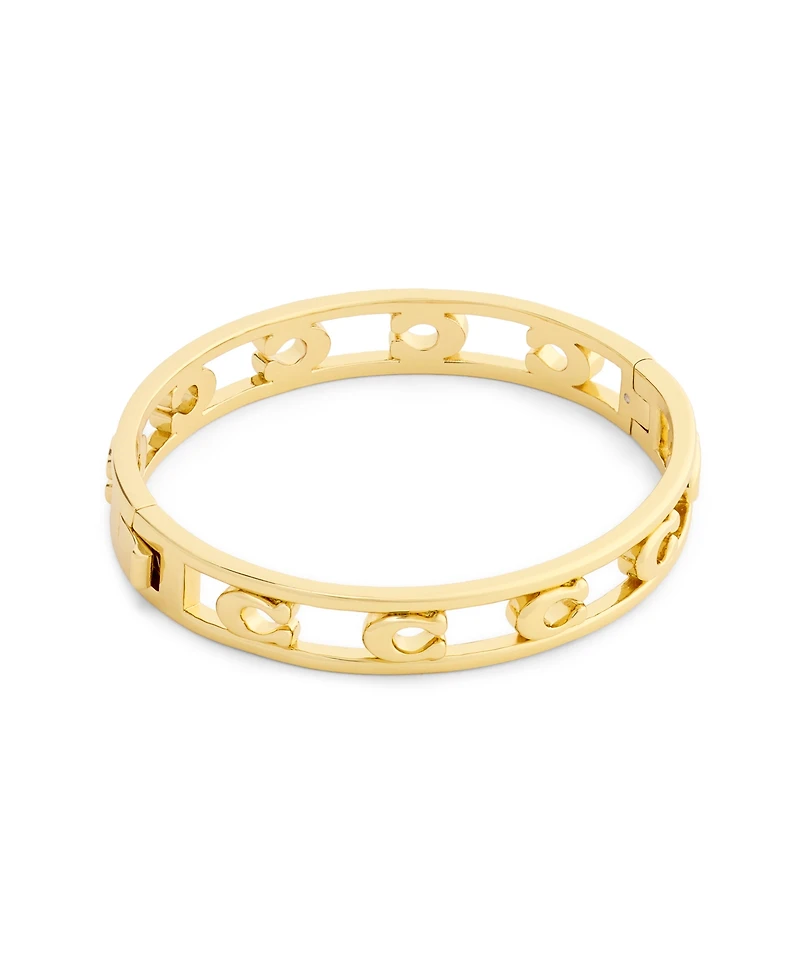 Coach Rhodium Signature C Openwork Bangle Bracelet