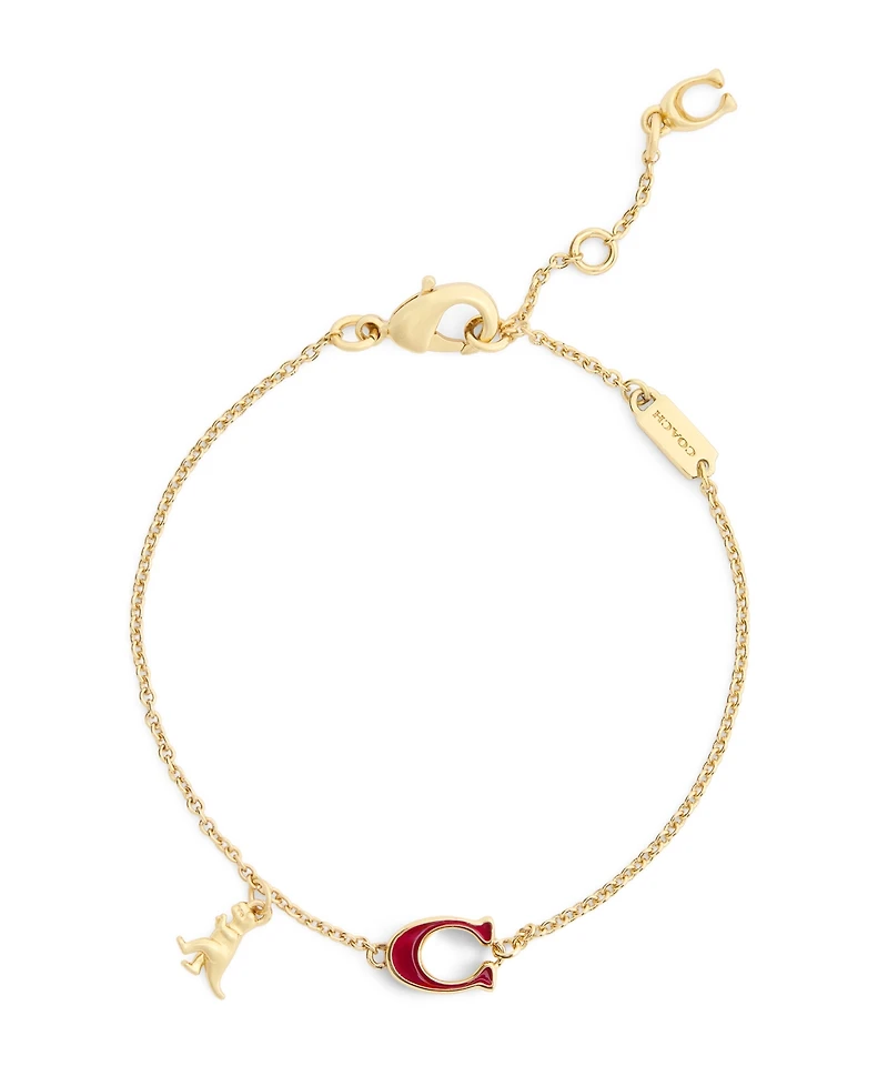 Coach Faux Stone Signature C Rexy Strand Bracelet