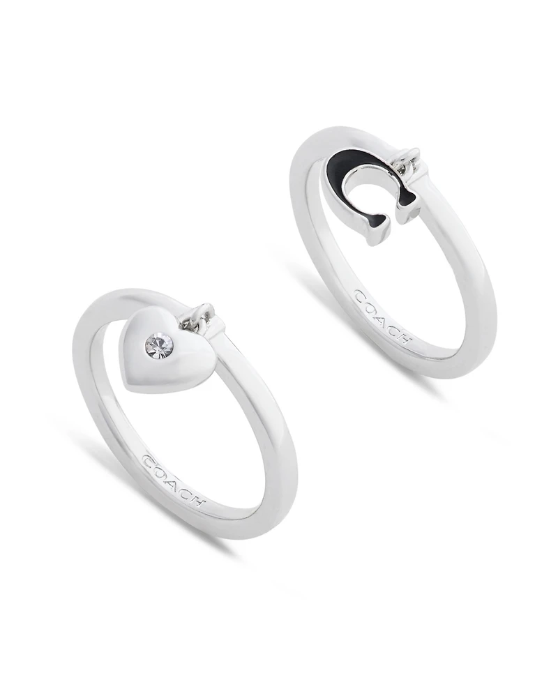 Coach Faux Stone Signature C Rexy Charm Duo Ring Set