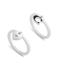 Coach Faux Stone Signature C Rexy Charm Duo Ring Set