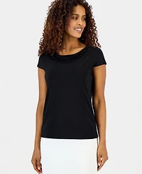 Kasper Women's Cowl Neck Cap Sleeve Top