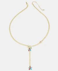 Karl Lagerfeld Paris Multicolor Crystal Flower Lariat Necklace, 20" + 3" extender