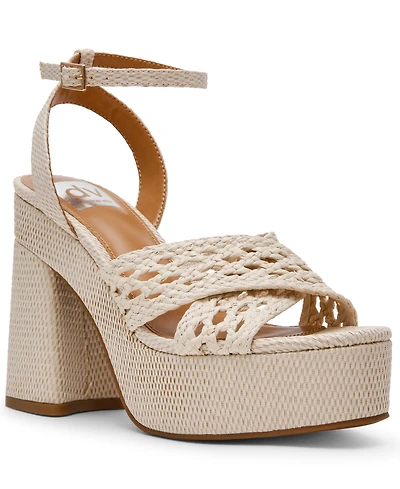 Dv Dolce Vita Women's Whisora Crossband Raffia Woven Platform Dress Sandals