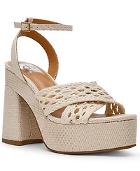 Dv Dolce Vita Women's Whisora Crossband Raffia Woven Platform Dress Sandals