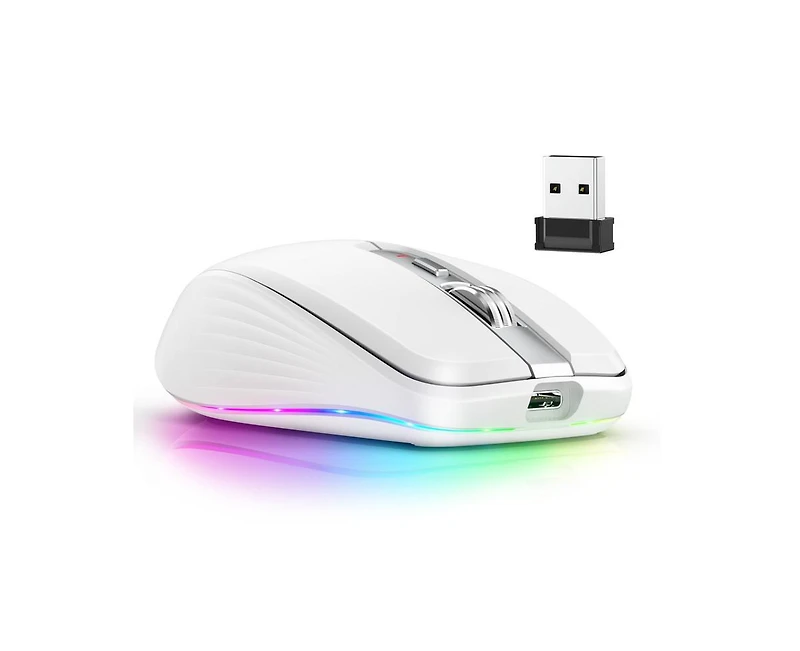 Risokeys Dual-Mode Wireless Mouse-(2.4G & Bluetooth 5.1), 2400 Dpi Adjustable, Silent Click, Type-c Rechargeable