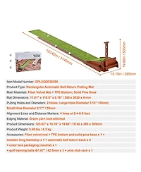 Sugift Golf Putting Mat Indoor 2-Hole Green with Ball Return Alignment Guide and Base