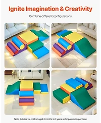 Sugift 7-Piece Foam Climbing Set for Toddlers - Pu Leather Blocks