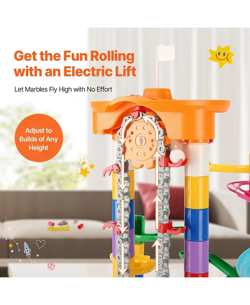 Sugift 230-Piece Marble Run Set with Motorized Elevator & 15 Marbles