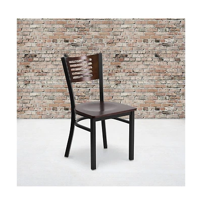 Emma+Oliver 2 Pack Decorative Slat Back Metal Restaurant Chair