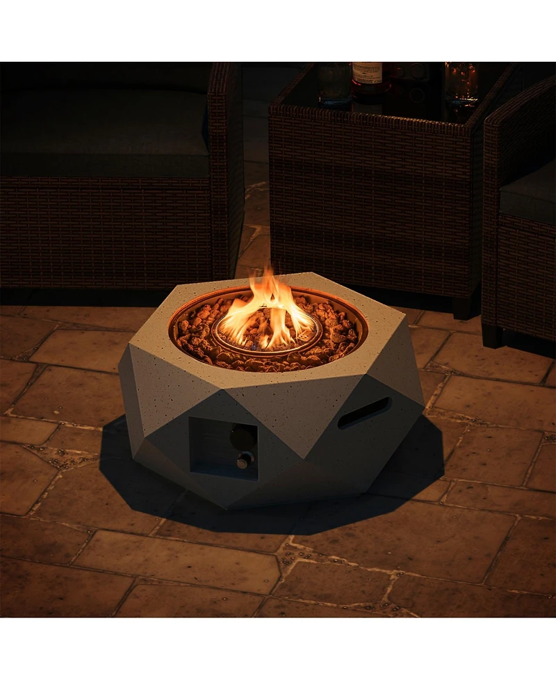 Sugift 28 Inch 40000 Btu Hexagon Terrazzo Propane Fire Pit Table with Stainless Steel Burner