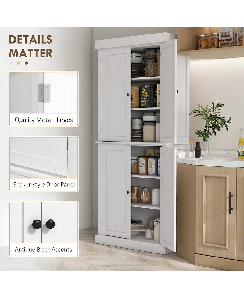 Homcom 72" Kitchen Pantry Storage Cabinet with 4