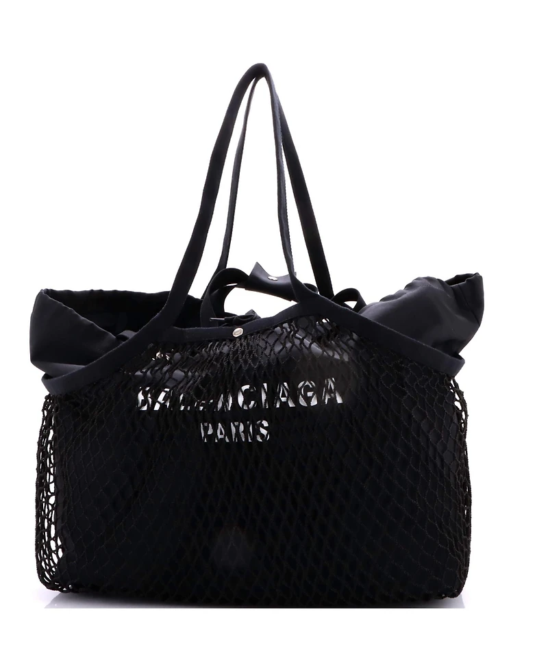 Pre-Owned Balenciaga Medium 24/7 Drawstring Tote Mesh and Canvas
