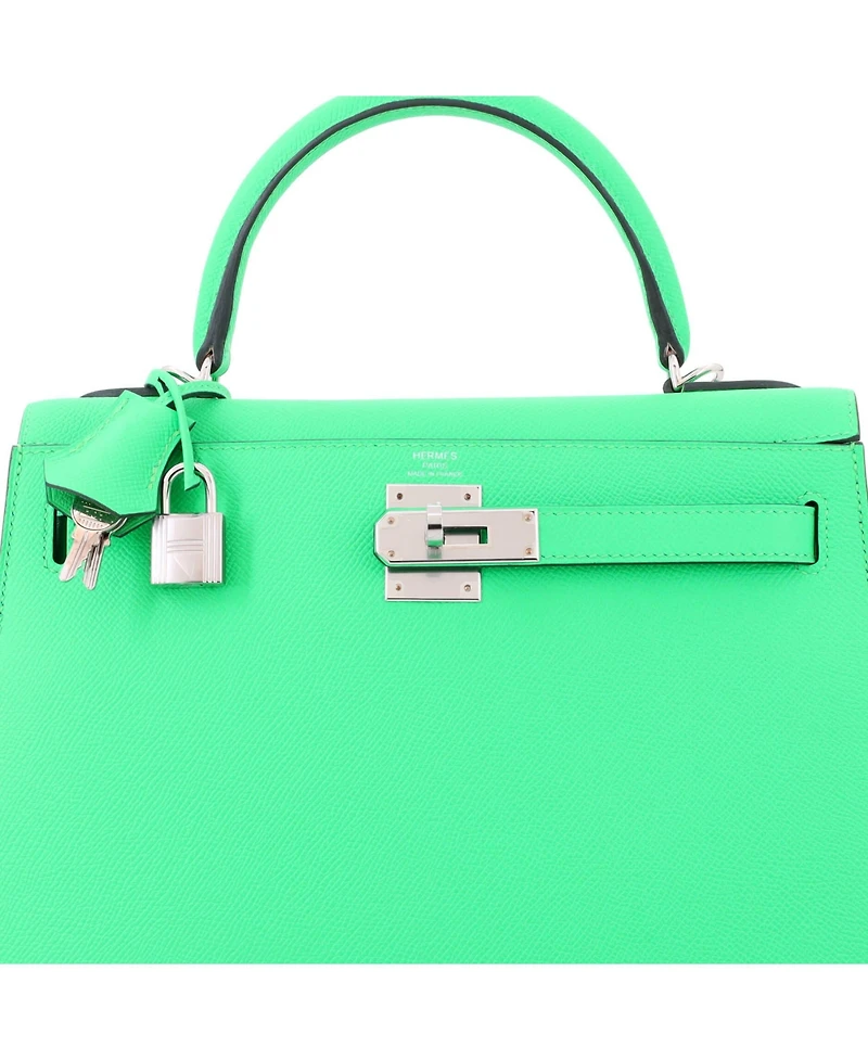 Pre-Owned HERMES Kelly 28 Handbag Epsom with Palladium Hardware
