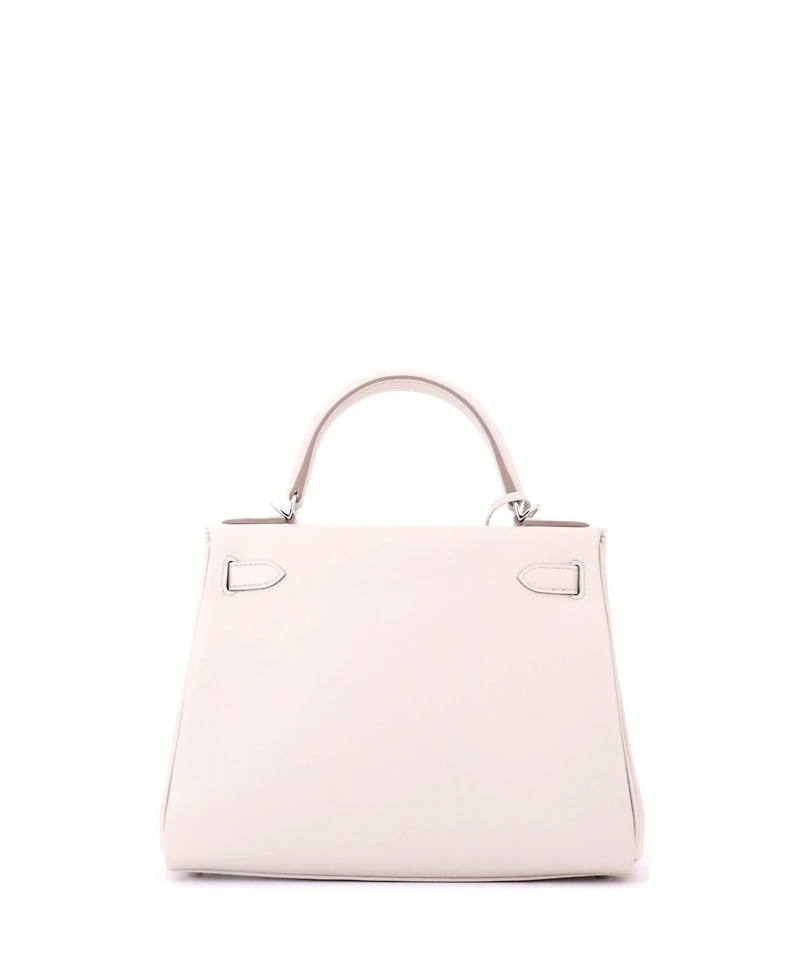 Pre-Owned HERMES Kelly 28 Handbag Light Evercolor with Palladium Hardware