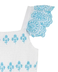 Rare Editions Girls' 7-16 Smocked Square Neck Dress