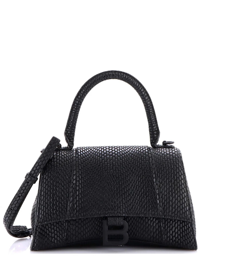 Pre-Owned Balenciaga Small Hourglass Top Handle Bag Embossed Leather