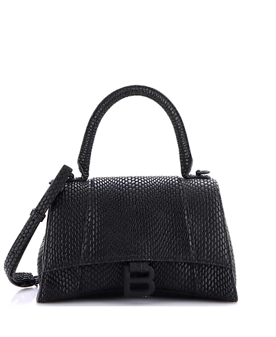 Pre-Owned Balenciaga Small Hourglass Top Handle Bag Embossed Leather