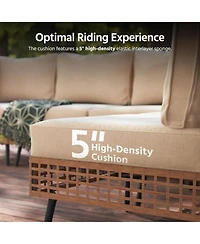 Decksplore 2 Pieces Outdoor Sectional Sofa Set All-Weather Pe Wicker Rattan Patio Conversation Set with Thick Cushions & Coffee Table