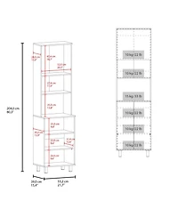 Fm Furniture Kayenta Kitchen Pantry with 2 Pneumatic Door, Open Storage, and Bottom Cabinet, White