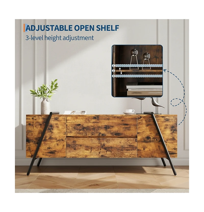 Gaomon 2-Drawer Tv Stand with U-Shaped Metal Base, Sturdy & Stylish, Fit Up to 60 Inch TVs, Living Room/Bedroom