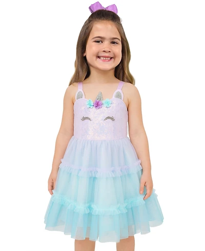 Pink & Violet Girls' 2-6X Strappy Unicorn Sequin Dress
