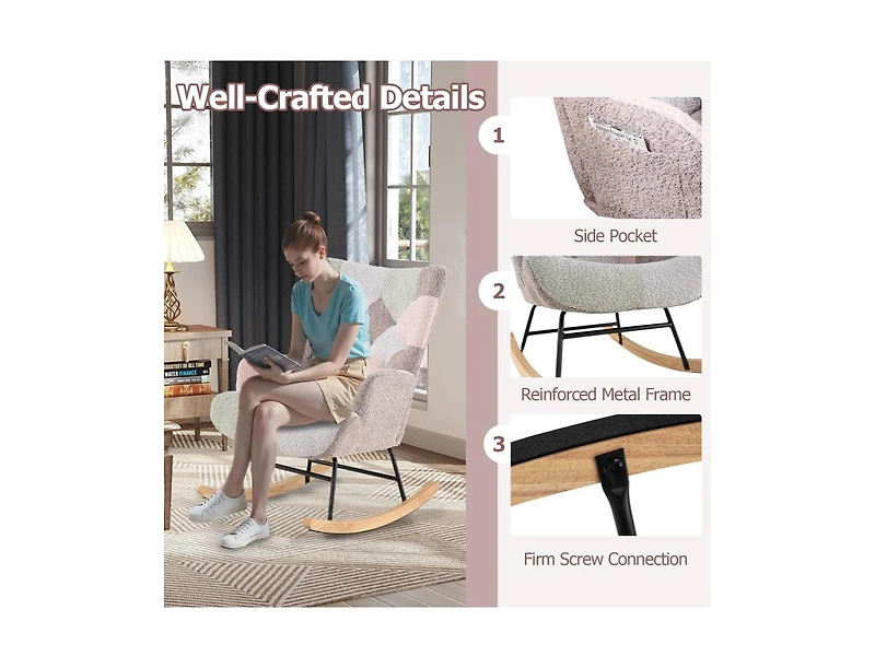 Slickblue Nursery Rocking Chair for Living Room with High Back Support