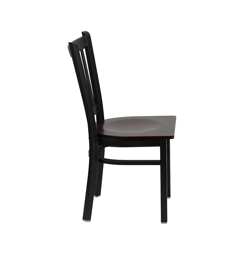 Emma+Oliver Vertical Back Metal Restaurant Dining Chair