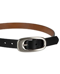 Calvin Klein Reversible Leather Puffed Oval Center-Bar Buckle Belt