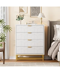 gaomon 4 Drawer Dresser for Bedroom, Modern Chest with Gold Metal Handles, Storage Living Room, Hallway, Entryway
