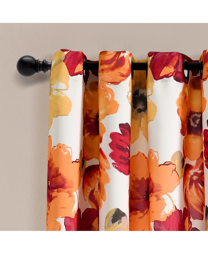 Lush Decor Leah Light Filtering Window Curtain Panels, Pair, 52" W x 63" L Floral Drapes for Bedroom - Farmhouse Decor