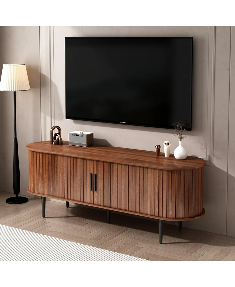 Boyel Living 55 Inches Modern Tv Stand with Storage Compartment and Sliding Door
