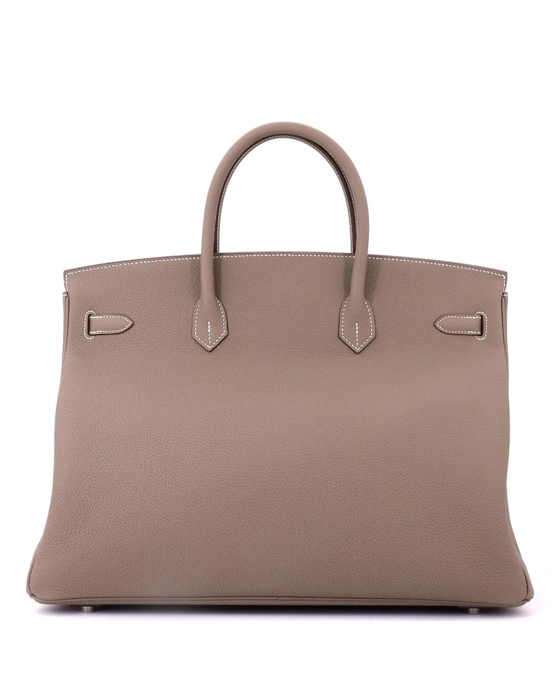 Pre-Owned HERMES Birkin 40 Handbag Grey Togo with Palladium Hardware