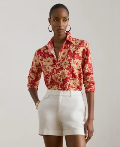 Lauren Ralph Lauren Womens Floral Print Collar Shirt