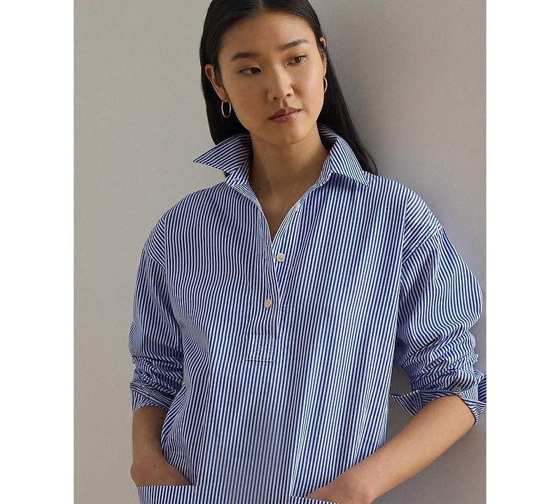 Lauren Ralph Women's Striped Collared Shirt Dress