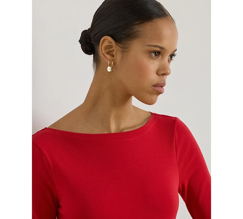 Lauren Ralph Stretch Cotton Boatneck T-Shirt