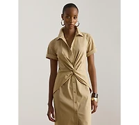 Lauren Ralph Women's Twist-Front Collared Shirt Dress