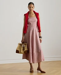 Lauren Ralph Women's Striped Square Neck Dress