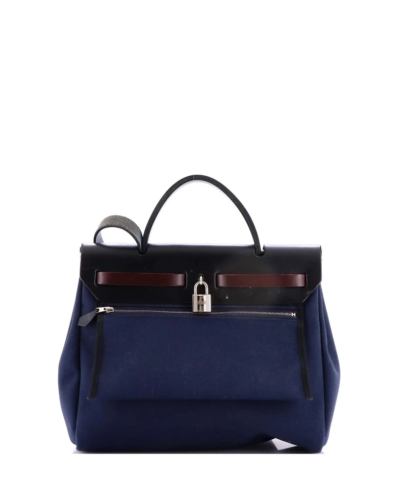 Pre-Owned HERMES Herbag Zip Leather and Toile