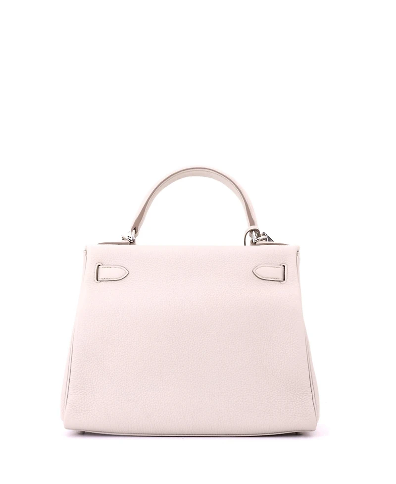 Pre-Owned HERMES Kelly 28 Handbag Light Togo with Palladium Hardware