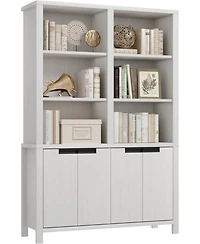 Gaomon Tall Bookshelf with Double Storage, 6-Tier Large Bookshelf, Wide Bookshelves w/ 12 Cubbies, Freestanding Bookcases for Livingroom