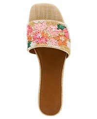 Madden Girl Women's Floral Beaded Slip-On Slide Sandals