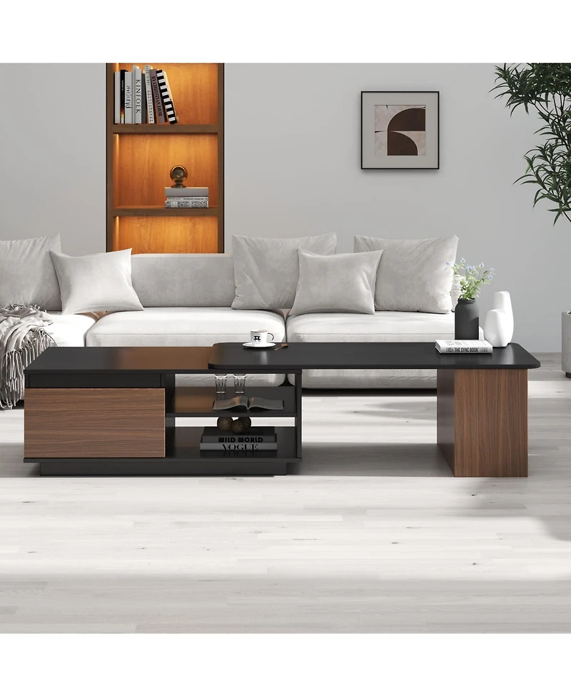 Boyel Living Extendable Coffee Table with Adjustable Length and Storage Drawers
